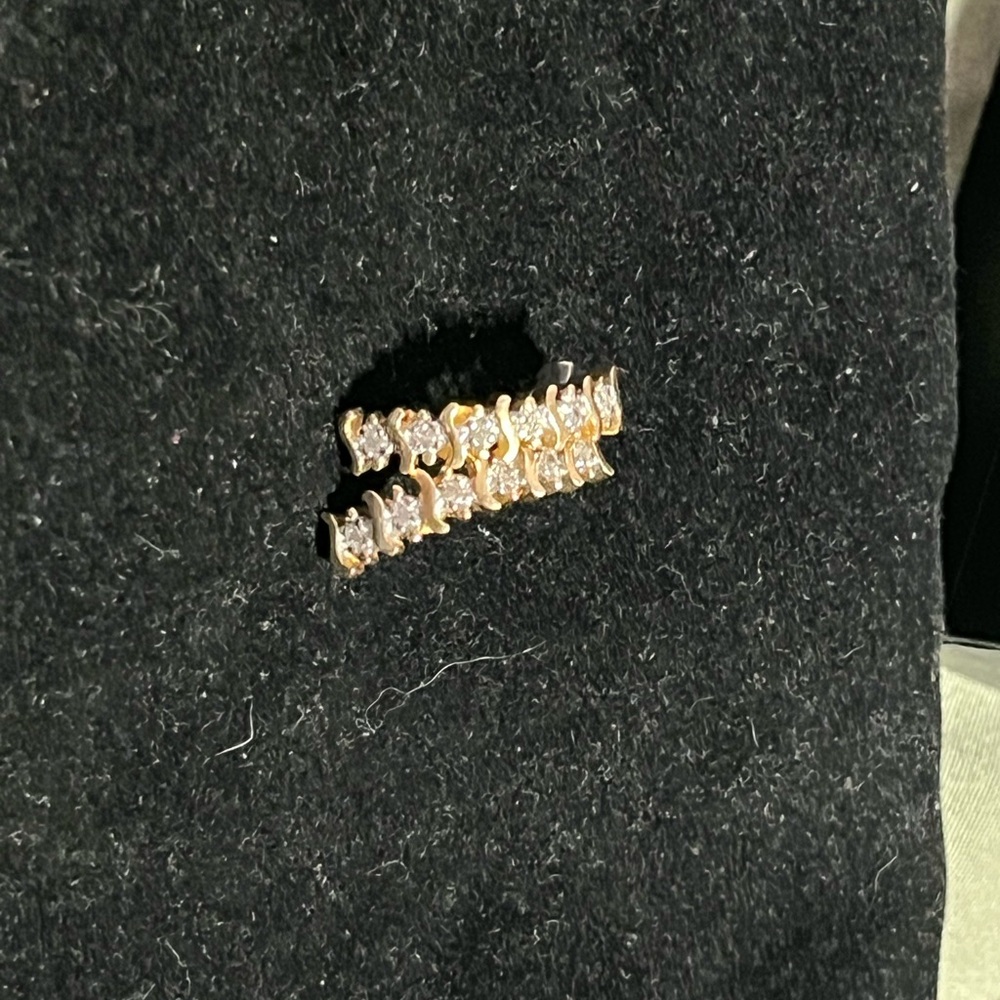 14K Yellow Gold Dangle S Bar Diamond Earrings w/ 14K White Gold/push backs.